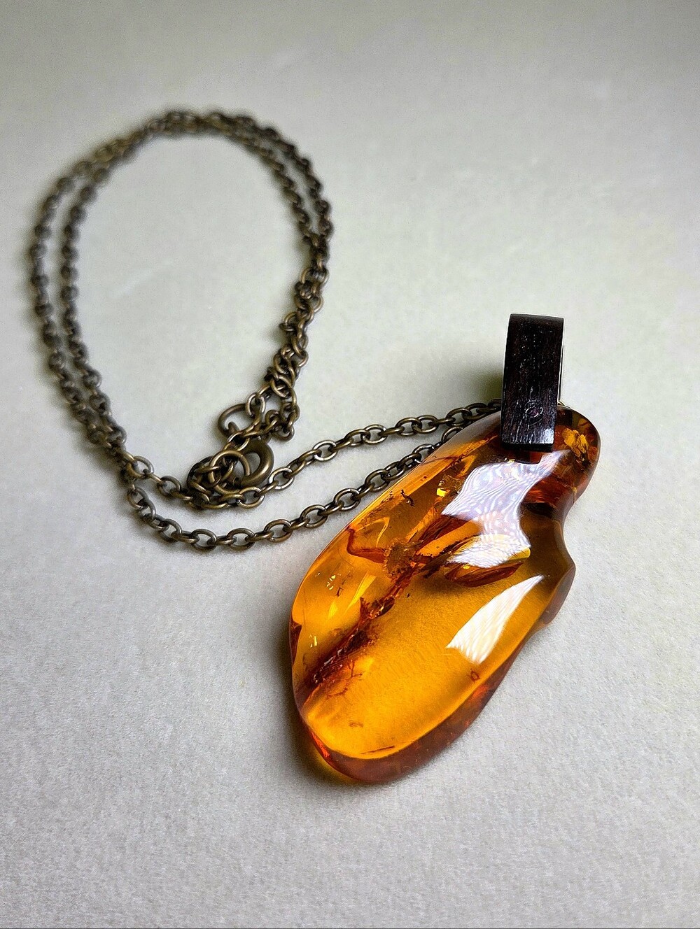 Artisan Amber Resin Pendant Necklace